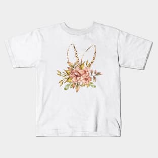 Cute leopard floral boho bunny ears illustration Kids T-Shirt